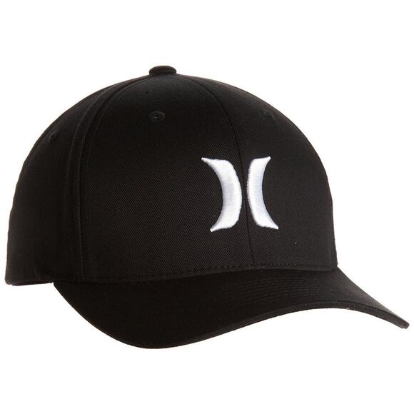 Hurley Men's Fitted Hat One and Only Embroidered FlexFit Cap in Black/White - Picture 1 of 3